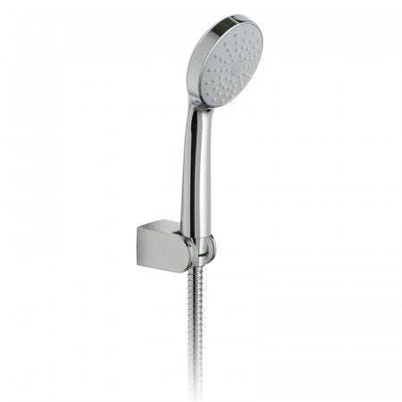 Vado Eris Round chrome single function mini shower kit with 150cm hose and wall bracket