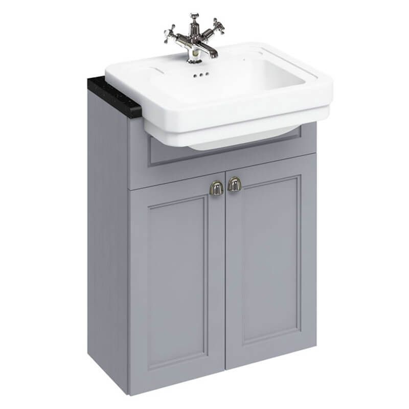 Burlington Grey Semi-Recessed 2 Door Basin Unit ONLY 600mm - F6BG