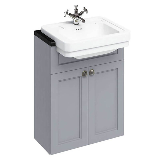 Burlington Grey Semi-Recessed 2 Door Basin Unit ONLY 600mm - F6BG