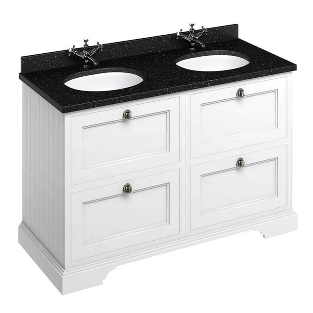 Burlington Matt White Freestanding 4 Drawer Vanity Unit ONLY 1300mm - FC10W