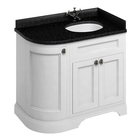 Burlington Matt White Freestanding Right Hand Curved 3 Door Vanity Unit ONLY 1000mm - FC3W