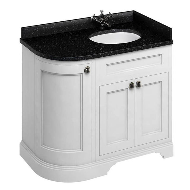 Burlington Matt White Freestanding Right Hand Curved 3 Door Vanity Unit ONLY 1000mm - FC3W
