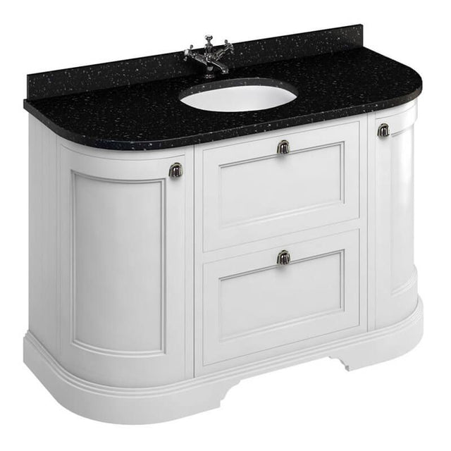 Burlington Matt White Freestanding Curved 2 Door & 2 Drawer Vanity Unit ONLY 1340mm - FC4W