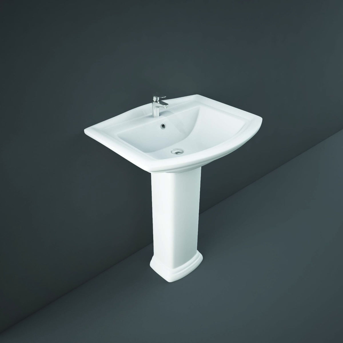 Rak Washington Basin 1 Tap Hole 650mm - White - WAS65BS1