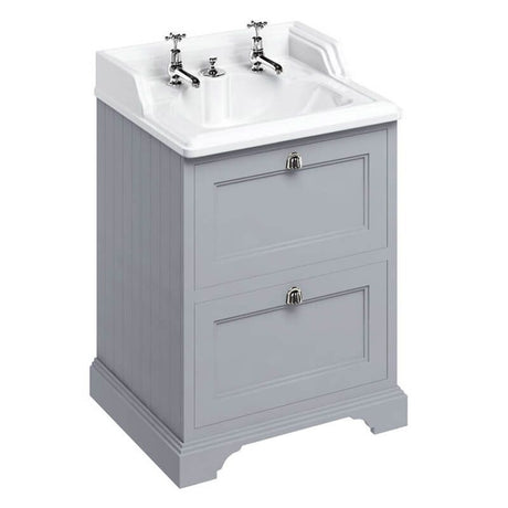 Burlington Grey Freestanding 2 Drawer Vanity Unit ONLY 650mm - FF9G