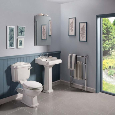Nuie Legend White Traditional 580mm 2 TH Basin & Pedestal - CLG004