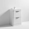 Nuie Parade Gloss White Contemporary 600 Floor Standing  2 Drawer Basi