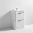 Nuie Parade 2-Drawer Floor Standing Vanity Unit with Ceramic Basin 600mm Wide - White Gloss - FPA001A