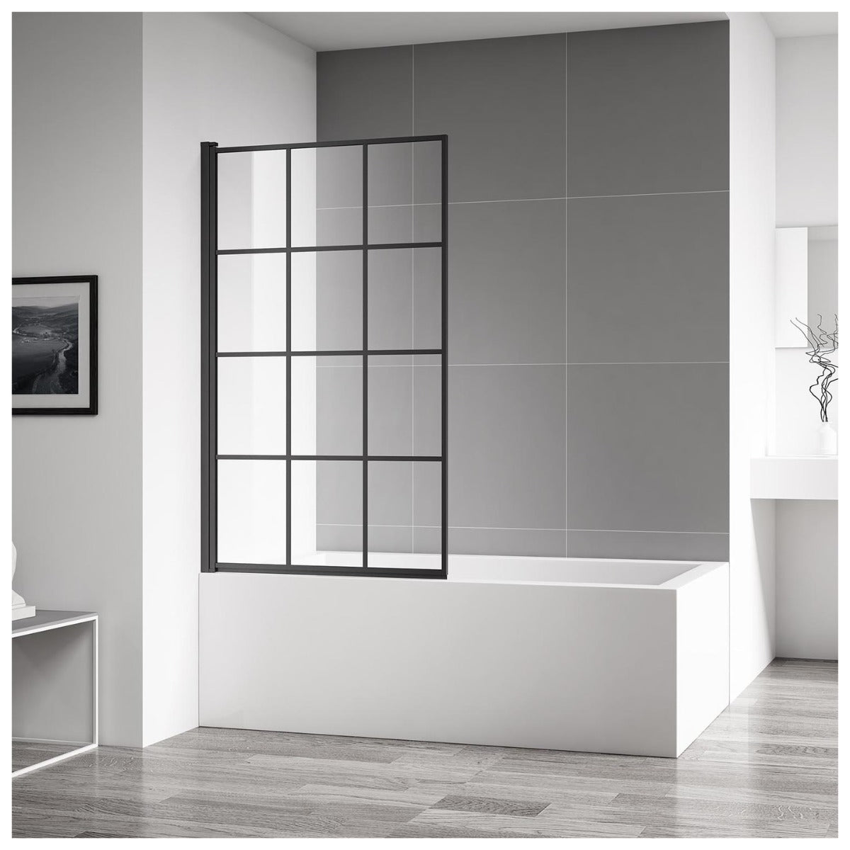 Frontline Aquaglass Velar Clear Glass Bath Screen - Clear - BE2859