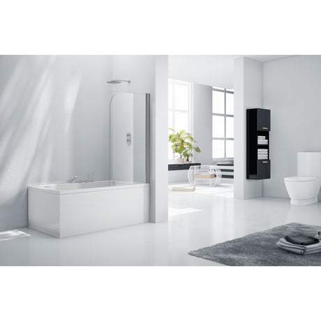 Frontline Aquaglass 6mm Rise and Fall Bath Screen 1400 x 800mm - Clear - BE611633