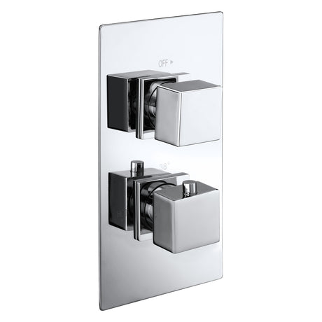 Frontline Aquaflow Italia Cube Twin Concealed Shower Valve with Diverter - Chrome - BIQCT02D