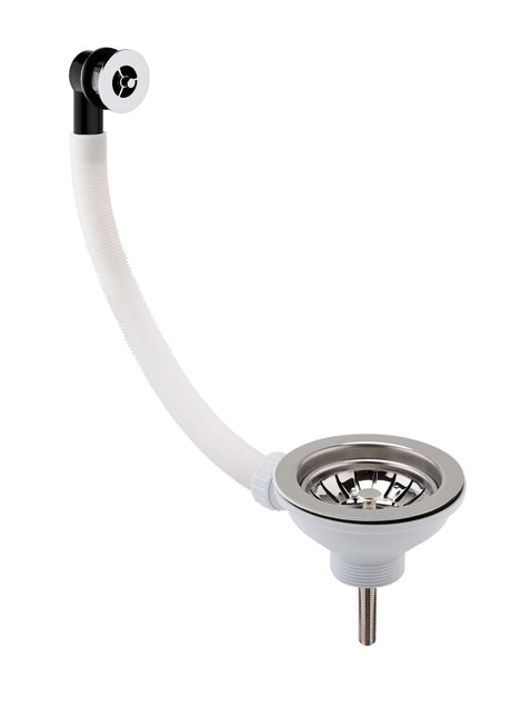 Launde Abbey Fireclay Sinks Pull Out Basket Strainer Waste with Overflow 90mm - Chrome