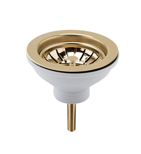 Launde Abbey Fireclay Sinks Pull Out Basket Strainer Waste without Overflow 90mm - Brushed Brass