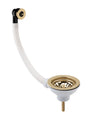 Launde Abbey Fireclay Sinks Pull Out Basket Strainer Waste with Overflow 90mm - Brushed Brass