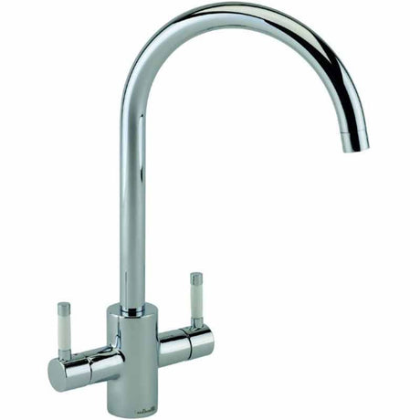 Reginox Genesis Dual Lever Kitchen Tap With White Ceramic Handles - Chrome - GENESIS WH