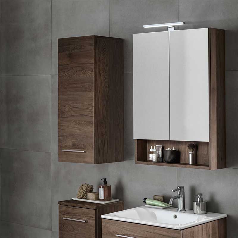 Geberit Selnova Square 1 Door Bathroom Wall Cabinet 330mm - Hickory - 501.278.00.1 - TAP 'N' SHOWER