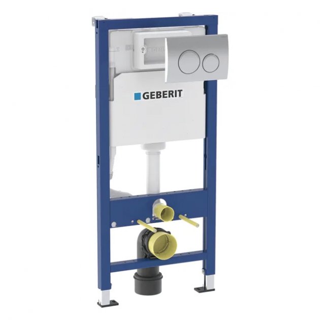 Geberit Duofix 1120mm Wall Hung WC Frame with Delta Cistern and Delta20 Flush Plate - Blue - 458.118.21.2