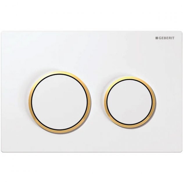 Geberit Kappa21 Modern Rectangular Dual Flush Plate - White/Gold Plated - 115.240.KK.1