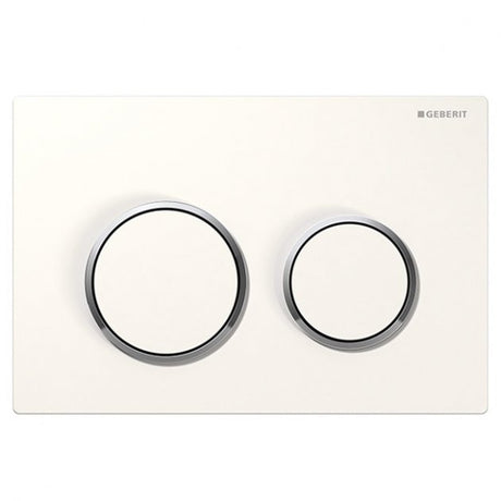 Geberit Omega20 Modern Rectangular Dual Flush Plate - White/Gloss Chrome - 115.085.KJ.1