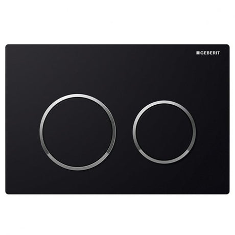 Geberit Omega20 Modern Rectangular Dual Flush Plate - Black/Gloss Chrome - 115.085.KM.1