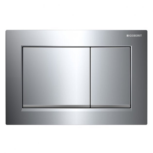 Geberit Omega30 Modern Rectangular Dual Flush Plate - Gloss/Matt Chrome - 115.080.KH.1