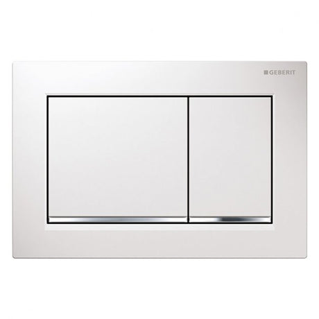 Geberit Omega30 Modern Rectangular Dual Flush Plate - White/Gloss Chrome - 115.080.KJ.1