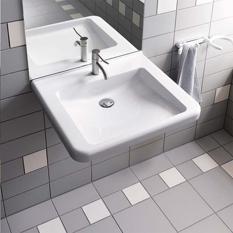 Geberit Selnova Comfort Square Countertop Basin 550mm 1 Tap Hole - White - 500.786.00.7 - TAP 'N' SHOWER