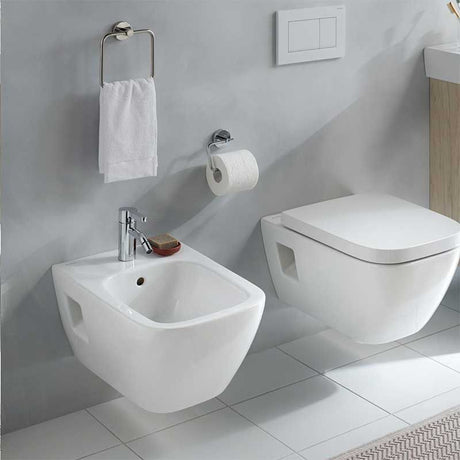 Geberit Selnova Square Semi Shrouded Wall Hung Bidet - White - 501.547.01.7 - TAP 'N' SHOWER