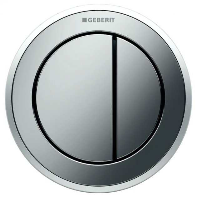 Geberit Type10 Pneumatic Round Dual Flush Plate Button for 120mm and 150mm Cistern - Matt/Gloss Chrome - 116.055.KH.1 - TAP 'N' SHOWER