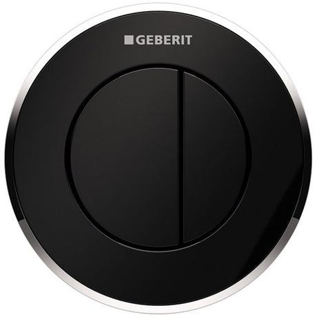 Geberit Type10 Pneumatic Round Dual Flush Plate Button for 120mm and 150mm Cistern - Black/Gloss Chrome - 116.055.KM.1
