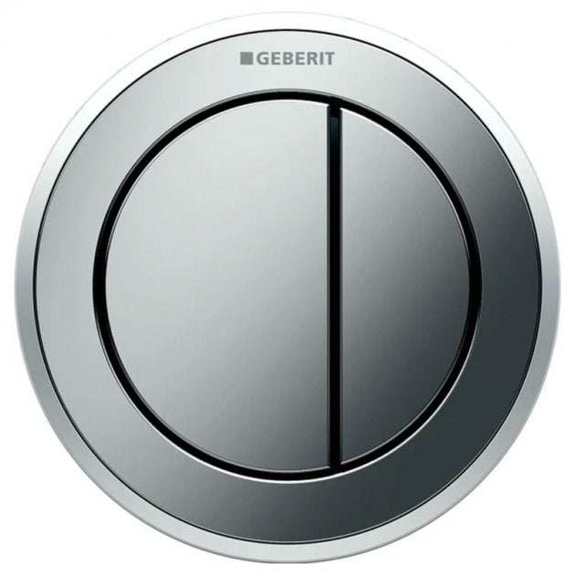 Geberit Type10 Pneumatic Round Dual Flush Plate Button for 80mm Concealed Cistern - Matt / Gloss Chrome - 116.056.KH.1 - TAP 'N' SHOWER