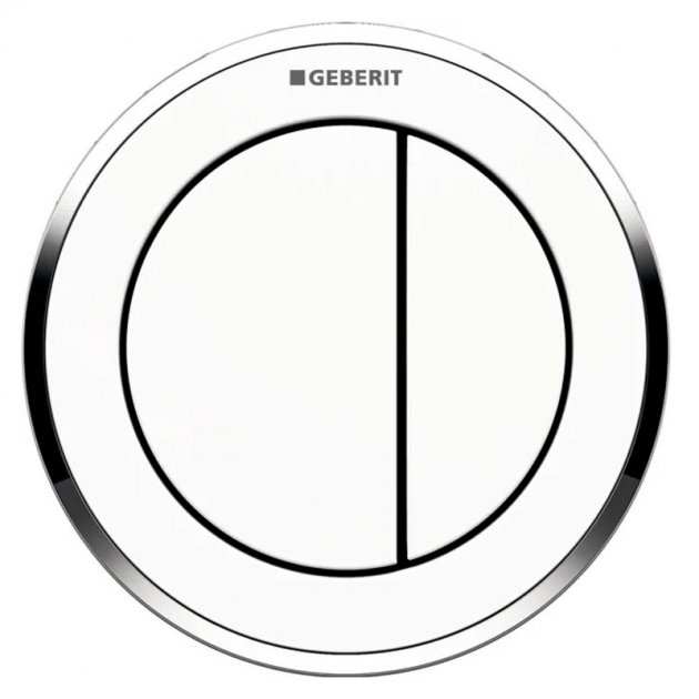 Geberit Type10 Pneumatic Round Dual Flush Plate Button for 80mm Concealed Cistern - White / Gloss Chrome - 116.056.KJ.1 - TAP 'N' SHOWER