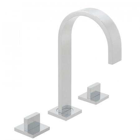 Vado Geo 3 Hole Basin Mixer spout and handles in chrome with swivel or fixed deck mount options