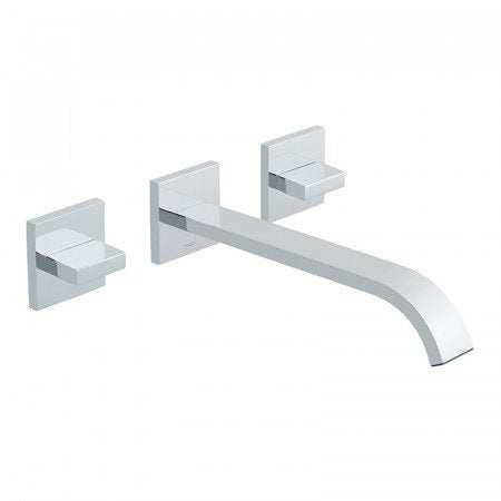 Vado Geo 3 Hole Basin Mixer wall-mounted chrome faucet with 220mm spout and dual lever controls