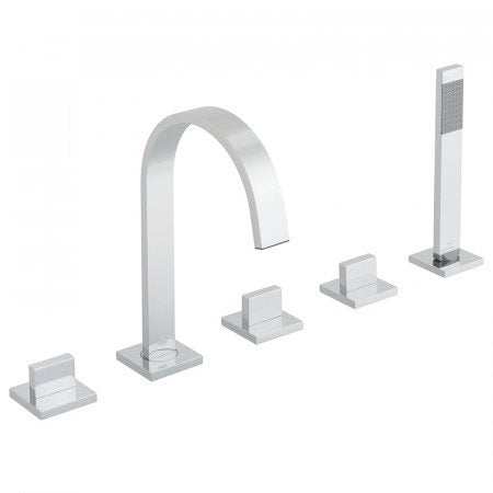 Vado Geo 5 Hole chrome bath shower mixer deck mounted with modern solid brass design