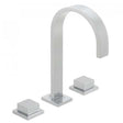 Vado Geo Square Handle 3 Hole Deck Mounted Basin Mixer in chrome with square handles and curved spout