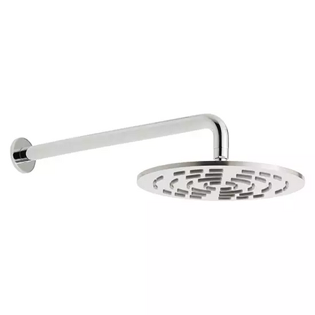 Vado Geometry 250Mm round chrome shower head with arm and 9Lpm flow rate