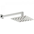 Vado Geometry 250mm chrome square shower head with arm and 9Lpm flow rate