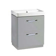 Tavistock Compass Gloss Light Grey 600mm Double Drawer Freestanding Basin Vanity Unit ONLY - CM600FDG