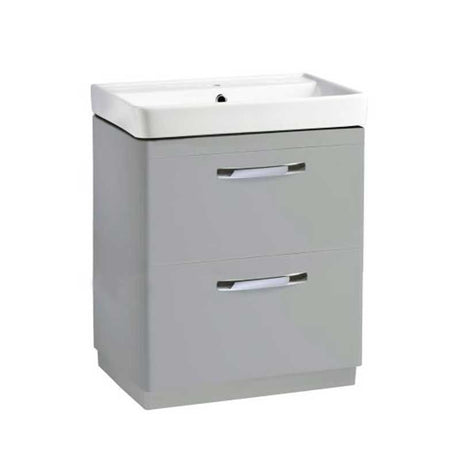 Tavistock Compass Gloss Light Grey 600mm Double Drawer Freestanding Basin Vanity Unit ONLY - CM600FDG