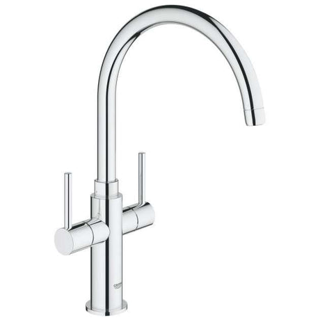 Grohe Ambi Dual Handle Deck Mounted Kitchen Sink Mixer Tap with Swivel