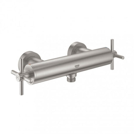 Grohe Atrio Cross Handles Manual Bar Shower Mixer Valve - Supersteel - 26003DC3