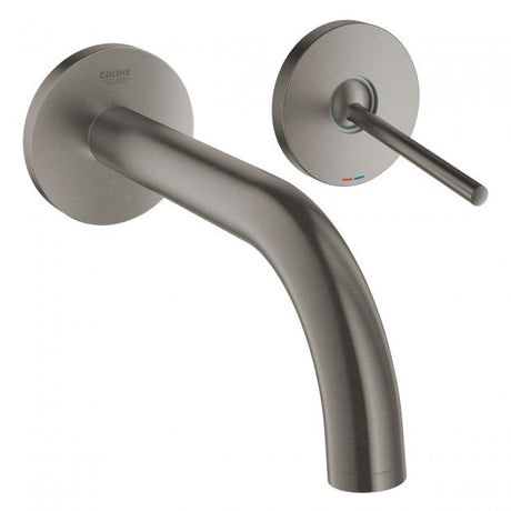Grohe Atrio Two-Hole Brushed Hard Graphite Basin Mixer Tap 185mm Spout with Joystick - 19287AL3