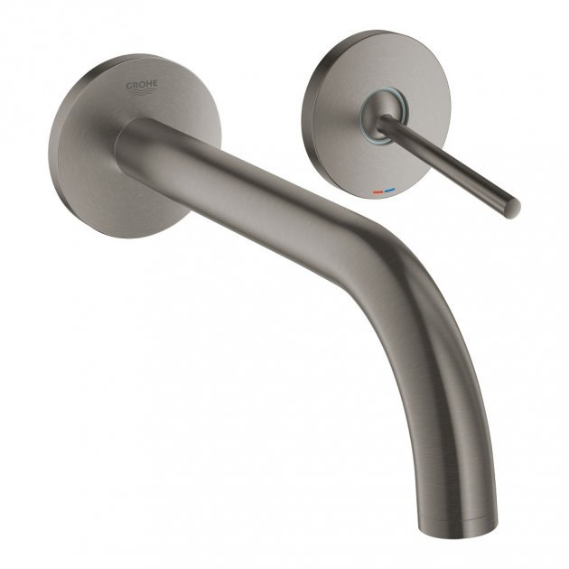 Grohe Atrio Modern Two-Hole Basin Mixer Tap 221mm Spout with Joystick - Brushed Hard Graphite - 19918AL3