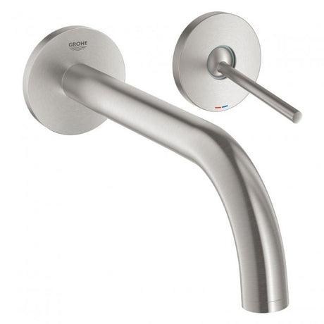 Grohe Atrio Modern Two-Hole Basin Mixer Tap 221mm Spout with Joystick - Supersteel - 19918DC3