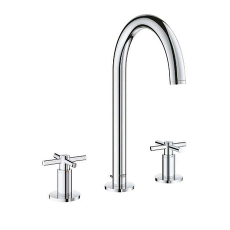 Grohe Atrio Modern Pop Up Waste with Cross Handles Three-Hole M-Size Basin Mixer Tap - Chrome - 20008003