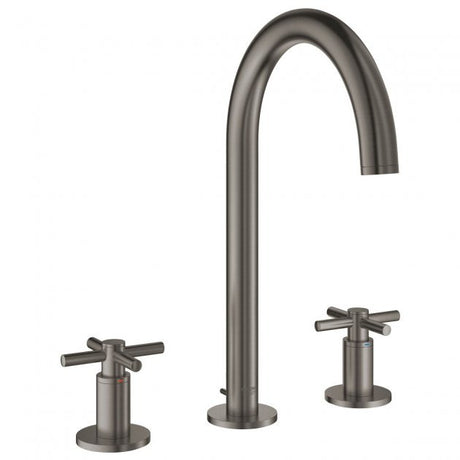 Grohe Atrio Pop Up Waste Cross Handles Three-Hole M-Size Basin Mixer Tap  - Brushed Hard Graphite - 20008AL3