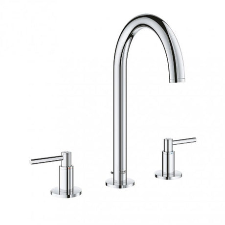Grohe Atrio Modern Pop Up Waste Lever Handles Three-Hole M-Size Basin Mixer Tap - Chrome - 20009003