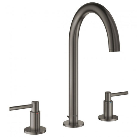 Grohe Atrio Pop Up Waste Lever Handles Three-Hole M-Size Basin Mixer Tap  - Brushed Hard Graphite - 20009AL3