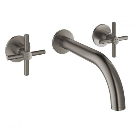 Grohe Atrio Wall Mounted Cross Handles Three-Hole Basin Mixer Tap - Brushed Hard Graphite - 20164AL3